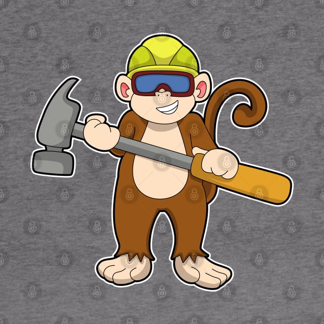 Monkey as Craftsman with Hammer by Markus Schnabel